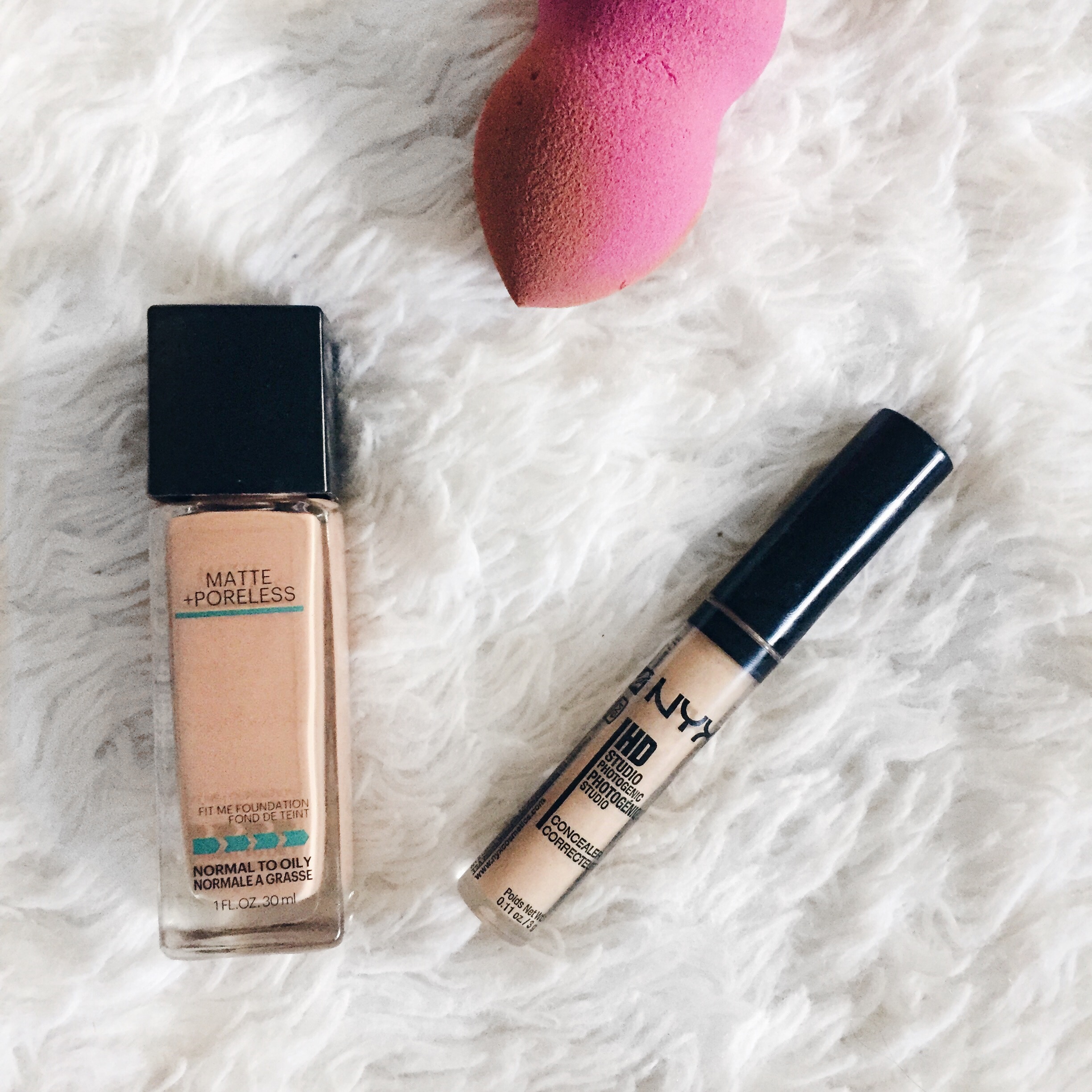 maybelline foundation and nyx concealer