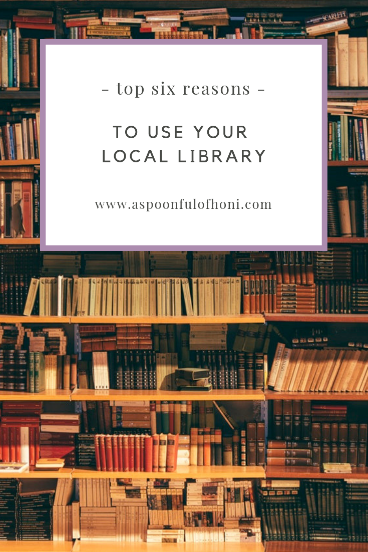 top 6 reasons to use your local library pinterest image