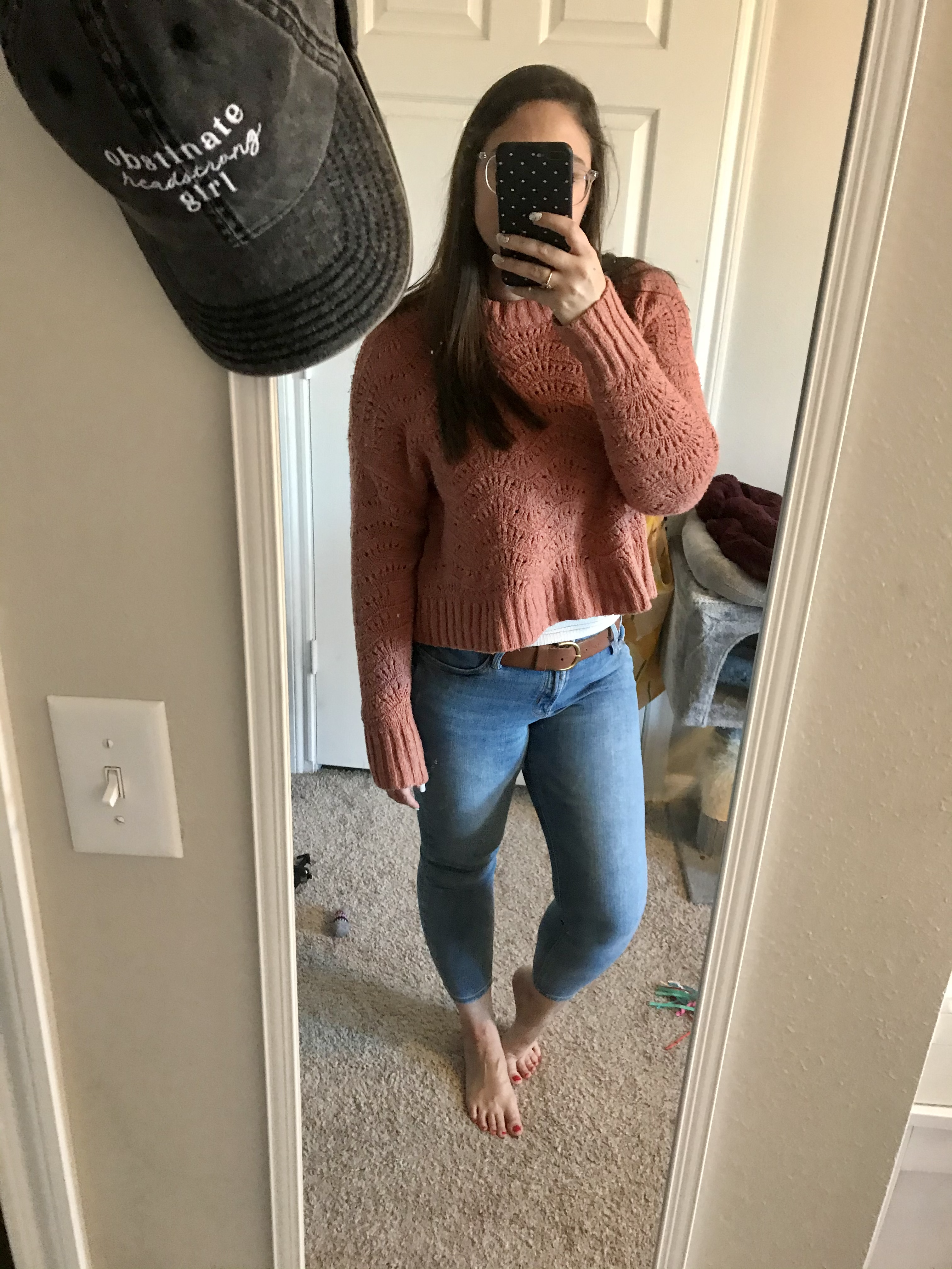 girl in red sweaters and jeans