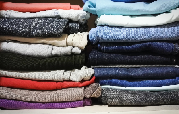 piles of folded pants
